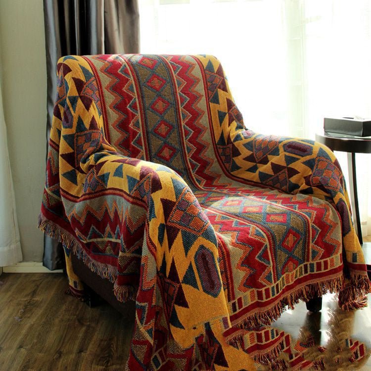 Woven Geometric Throw with Fringe