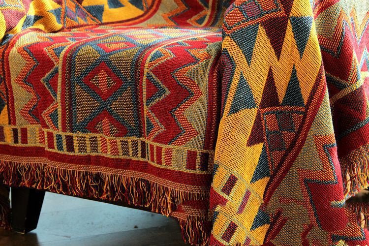 Woven Geometric Throw with Fringe — view 4