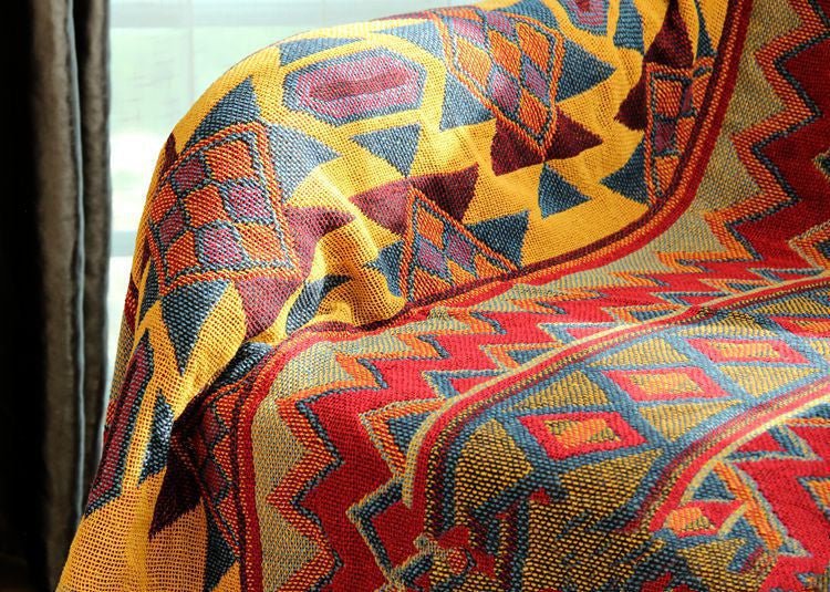 Woven Geometric Throw with Fringe — view 3