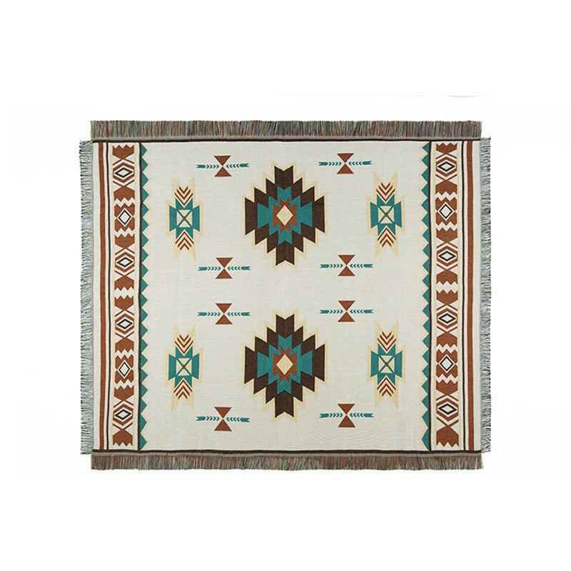 Woven Southwestern-Print Throw Blanket, Fringed — view 4