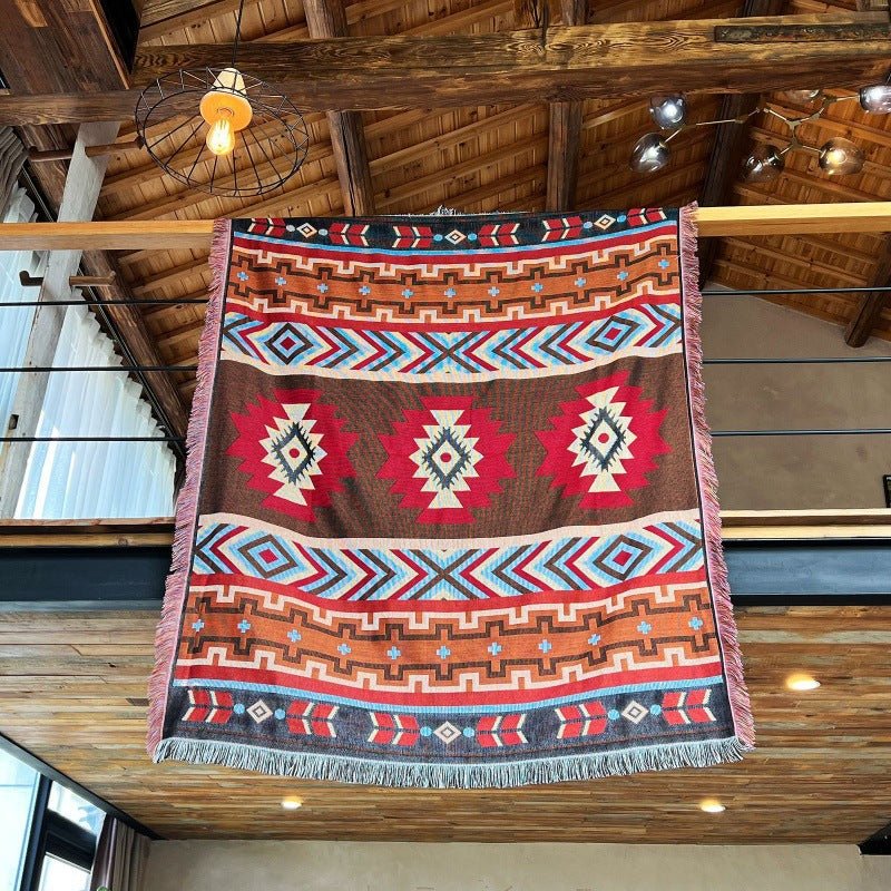 Woven Southwestern-Print Throw Blanket, Fringed — view 5