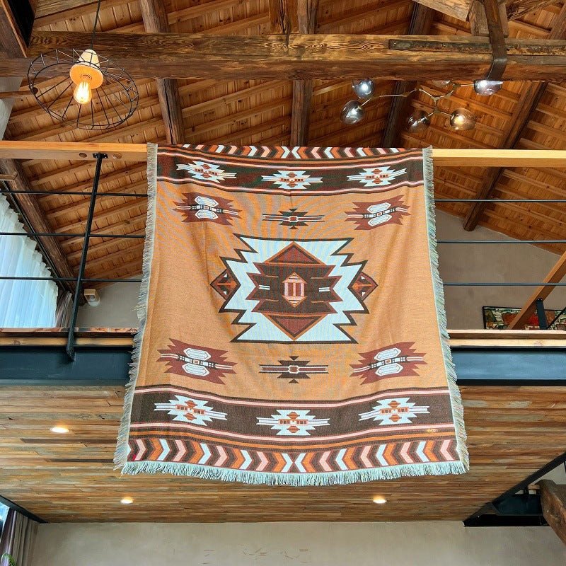Woven Southwestern-Print Throw Blanket, Fringed — view 6