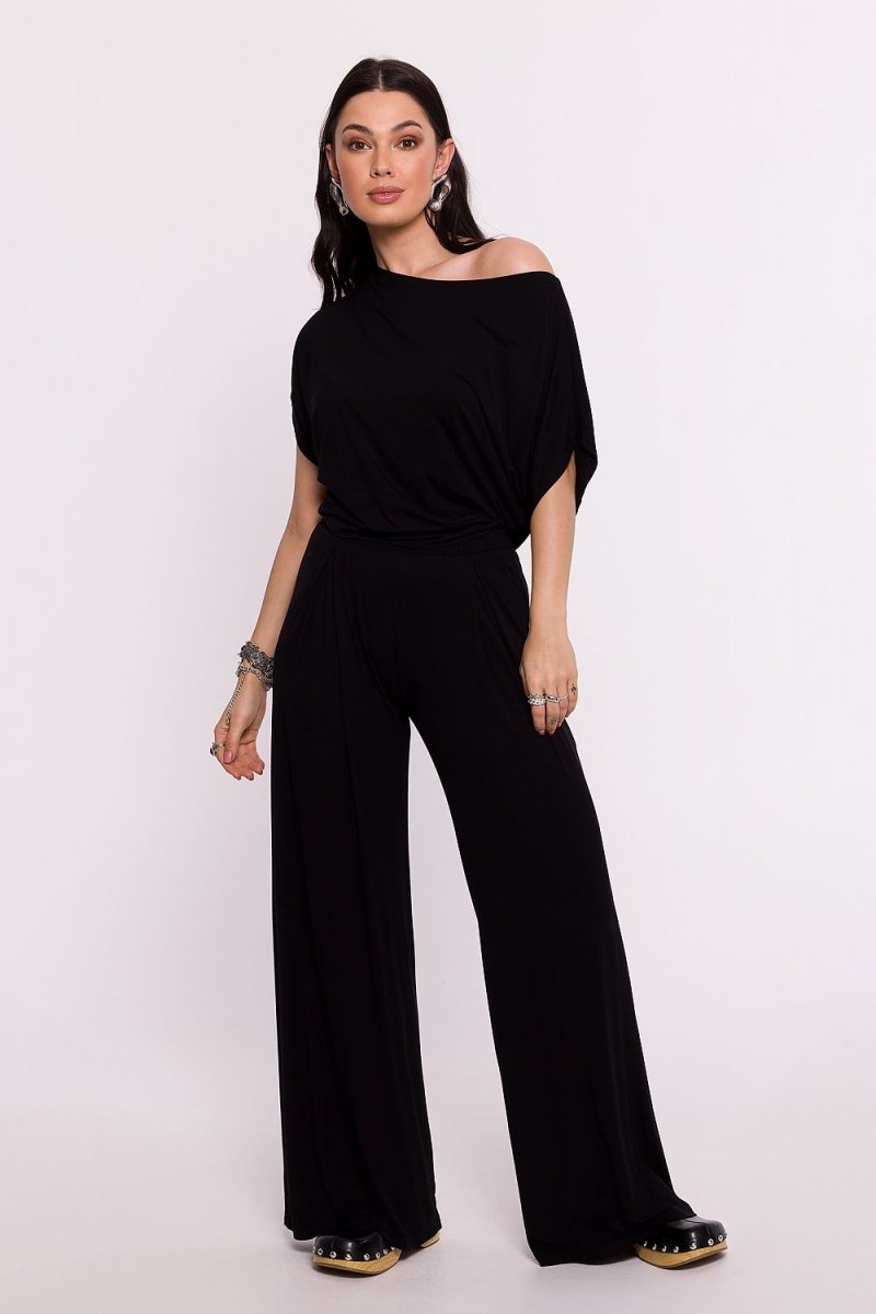 WOW FASHION | BeWear Viscose Knit Blouse - Pleated Hem Bat Sleeve Elegance Top - Wow Store