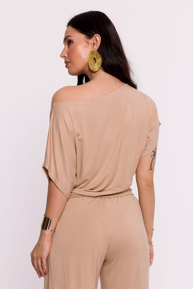 WOW FASHION | BeWear Viscose Knit Blouse - Pleated Hem Bat Sleeve Elegance Top - Wow Store