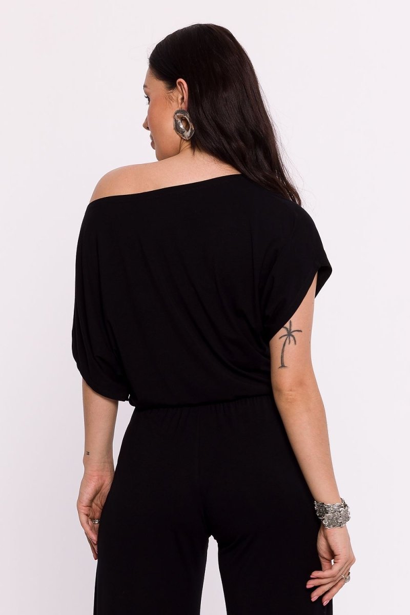 WOW FASHION | BeWear Viscose Knit Blouse - Pleated Hem Bat Sleeve Elegance Top - Wow Store