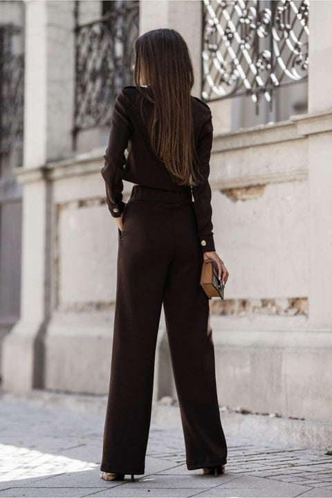 WOW FASHION | CARMEN Karmel Set - Elegant 2 - Piece Blouse & Pants Outfit for Women - Wow Store