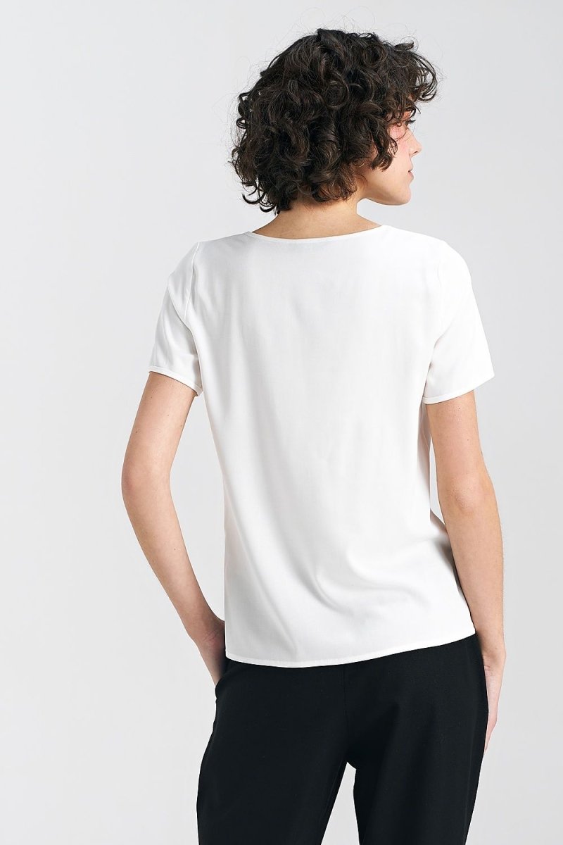 WOW FASHION | Nife Regular Cut Blouse - Classic Boat Neckline Purple Viscose Top - Wow Store