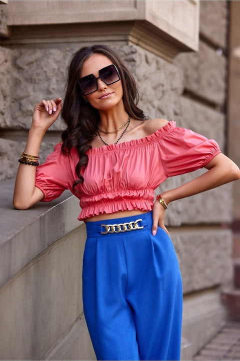 WOW FASHION | Roco Spanish Cut Blouse - Feminine Ruffles & Decorative Creases - Wow Store