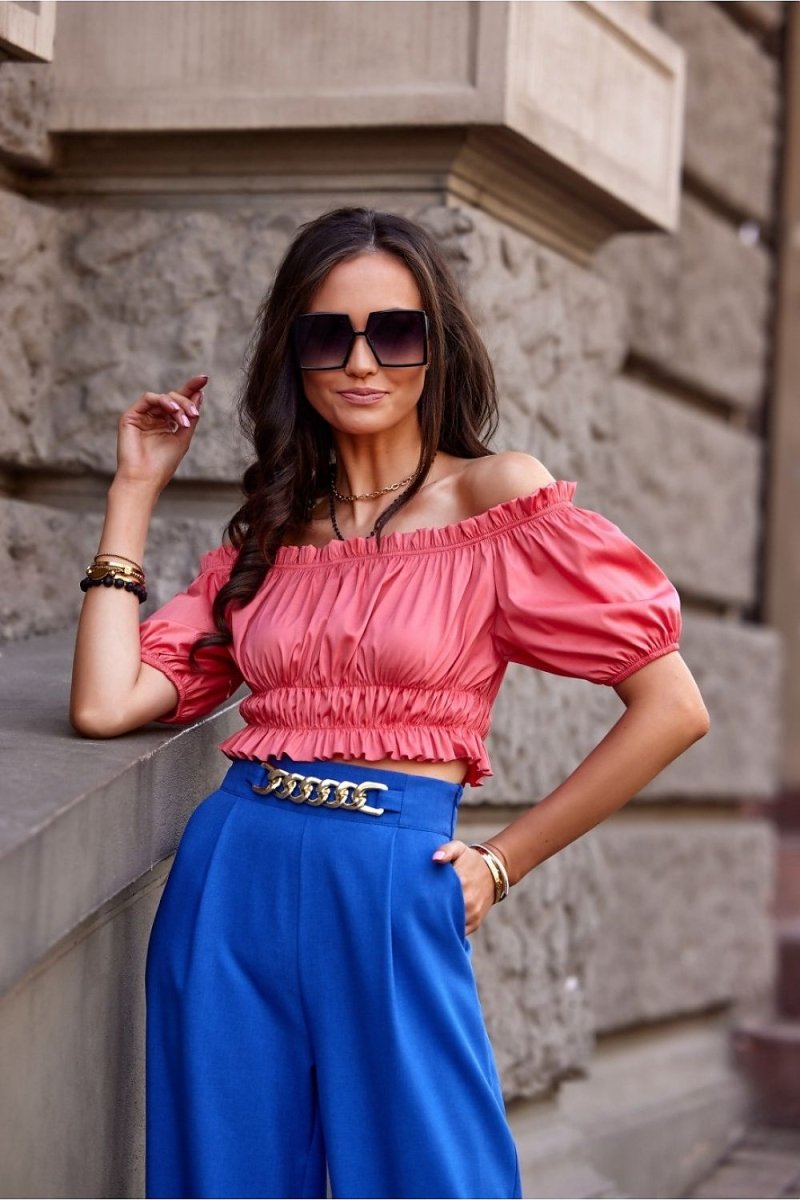 WOW FASHION | Roco Spanish Cut Blouse - Feminine Ruffles & Decorative Creases - Wow Store