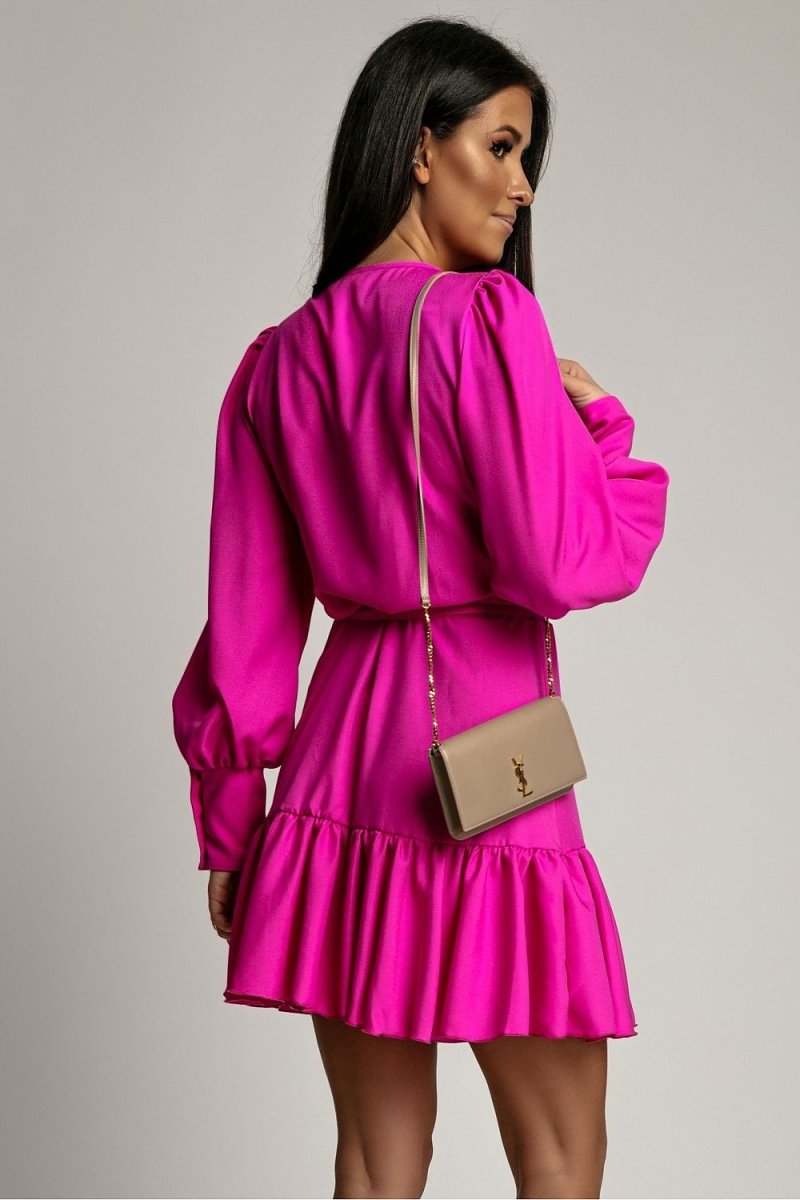 WOW FASHION | Wrap Front Day Dress - Romantic Ruffled Viscose Dress for Women - Wow Store