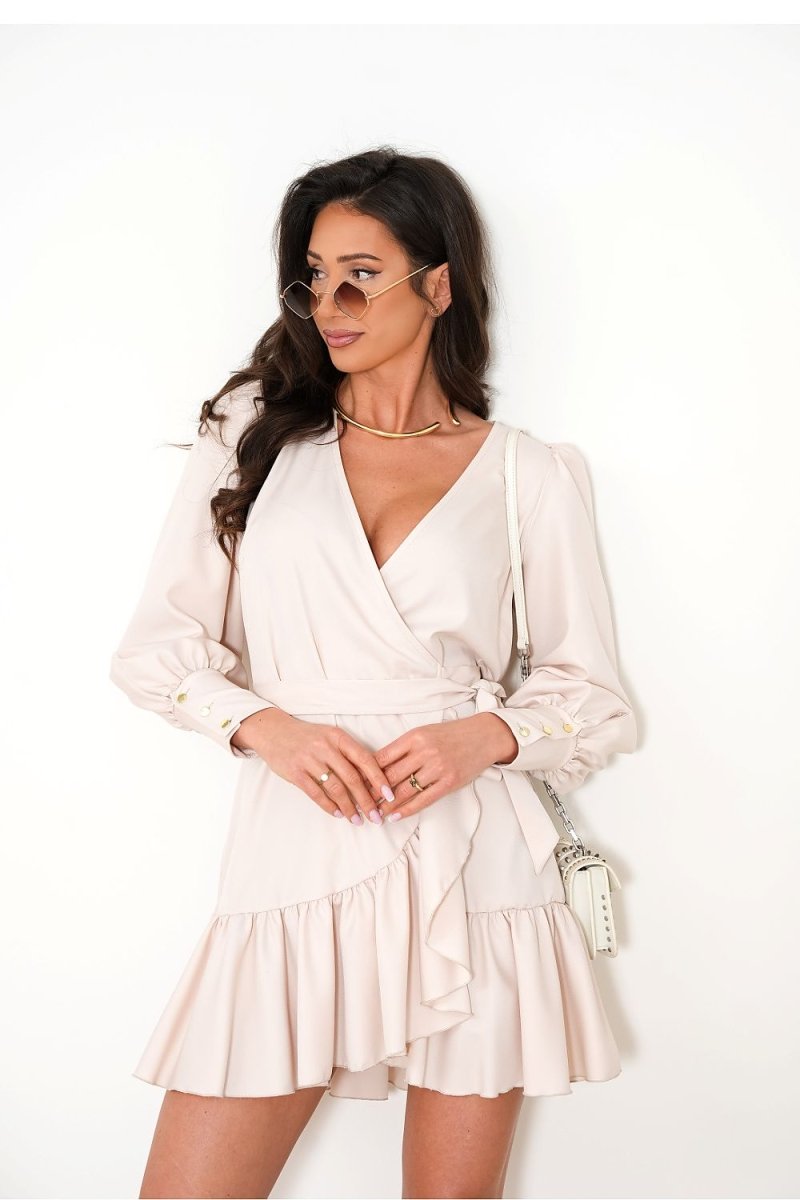 WOW FASHION | Wrap Front Day Dress - Romantic Ruffled Viscose Dress for Women - Wow Store