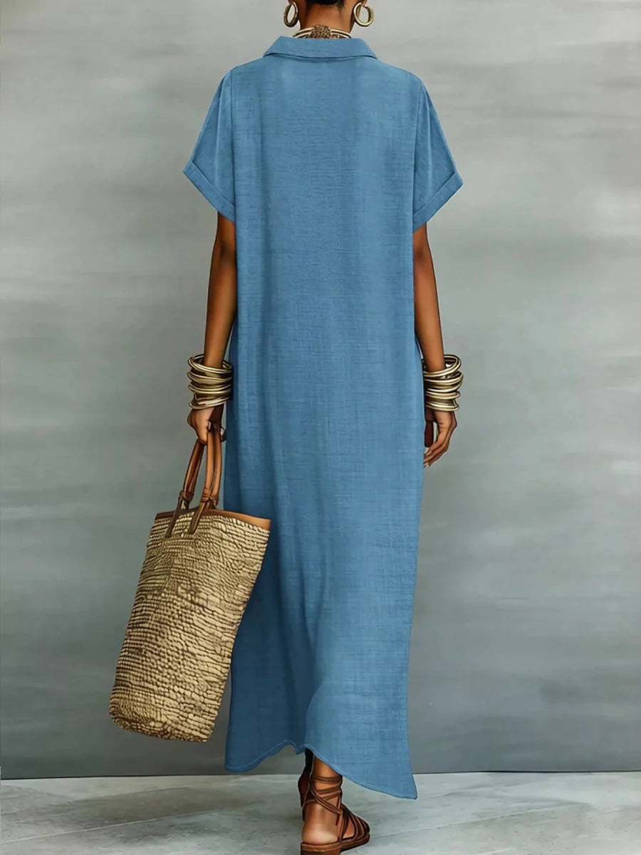 Yio Moda Casual Shirt Dress with Button-Down Front - WowStore.live
