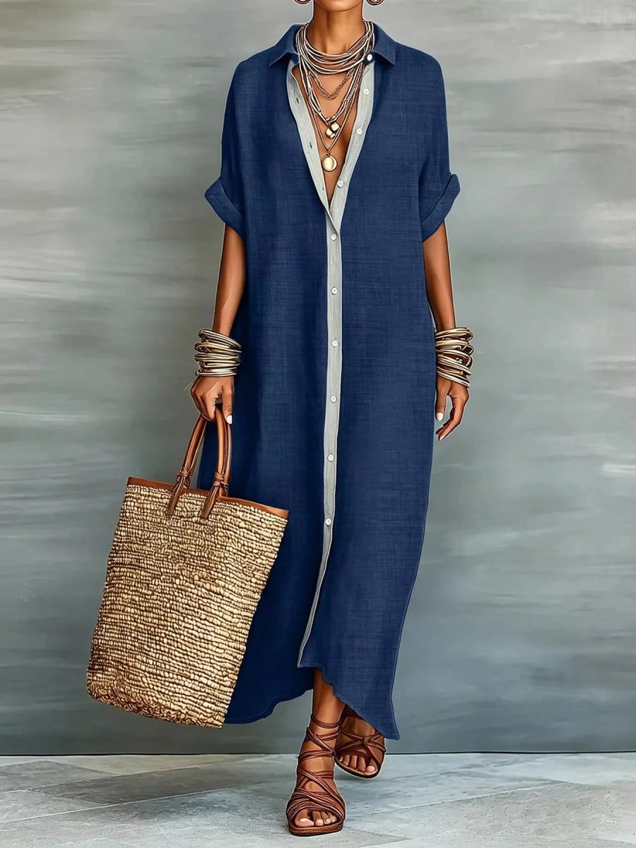 Yio Moda Casual Shirt Dress with Button-Down Front - WowStore.live