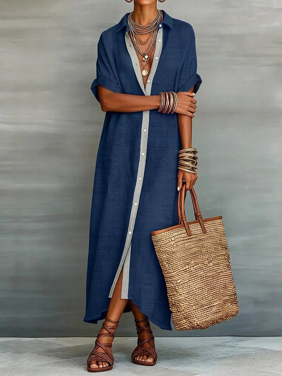 Yio Moda Casual Shirt Dress with Button-Down Front - WowStore.live