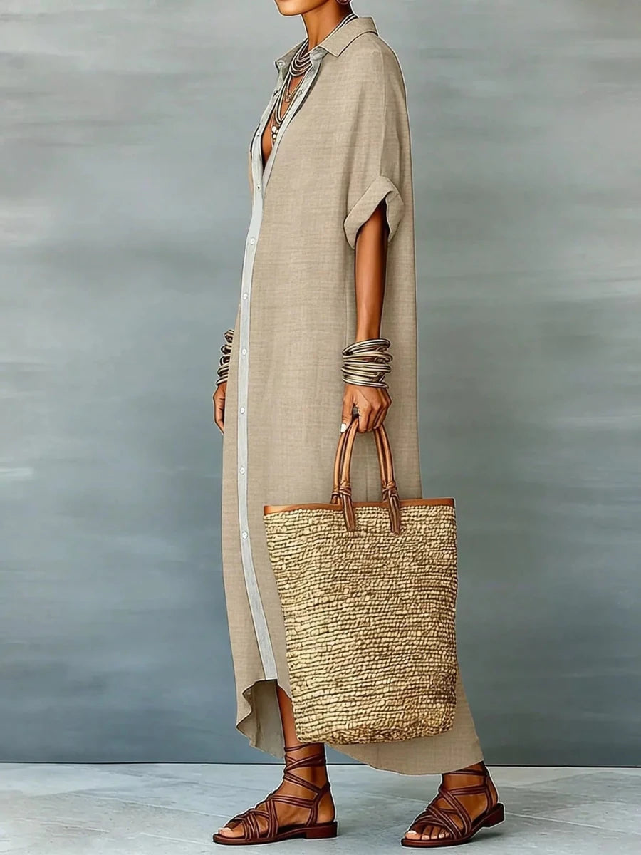 Yio Moda Casual Shirt Dress with Button-Down Front - WowStore.live