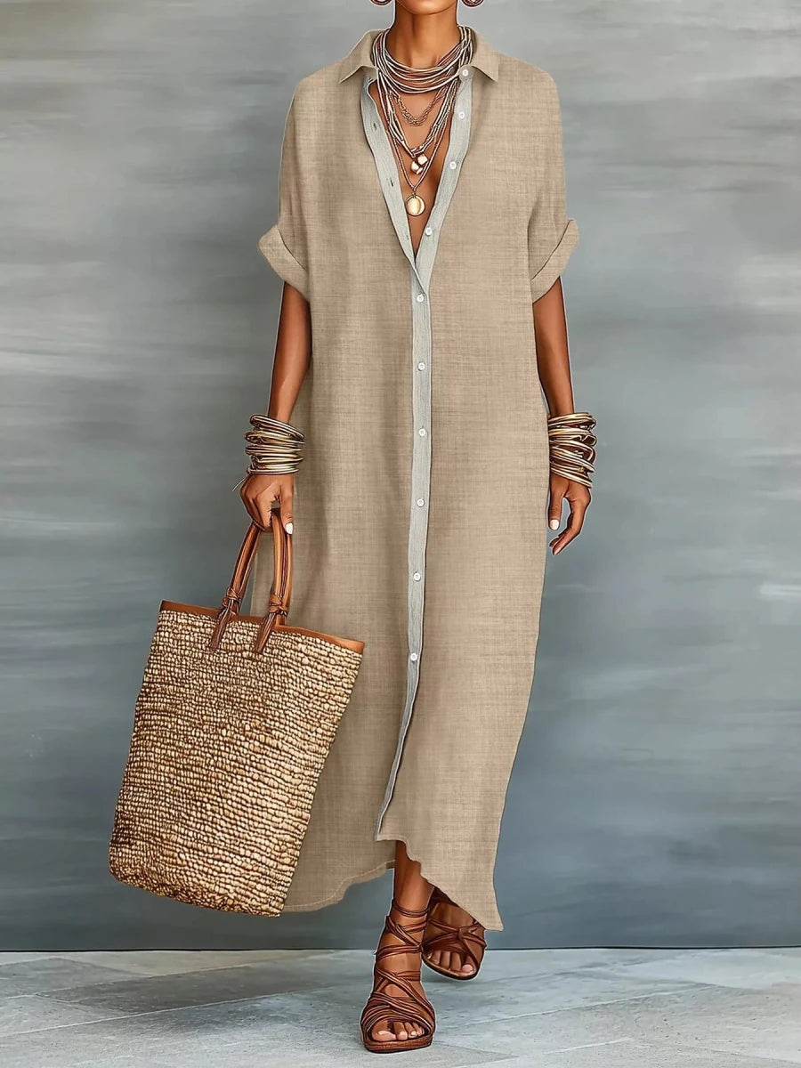Yio Moda Casual Shirt Dress with Button-Down Front - WowStore.live