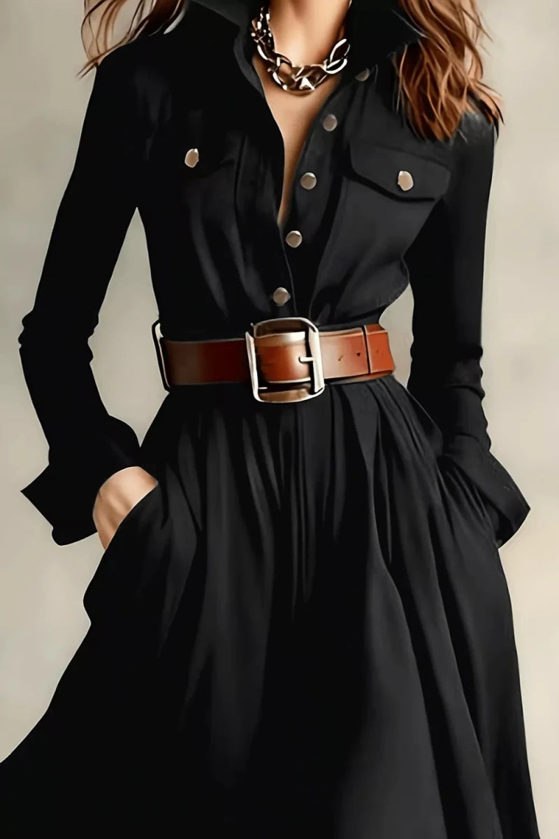 Yio Moda Slit Long Sleeve Maxi Shirt Dress - WowStore.live