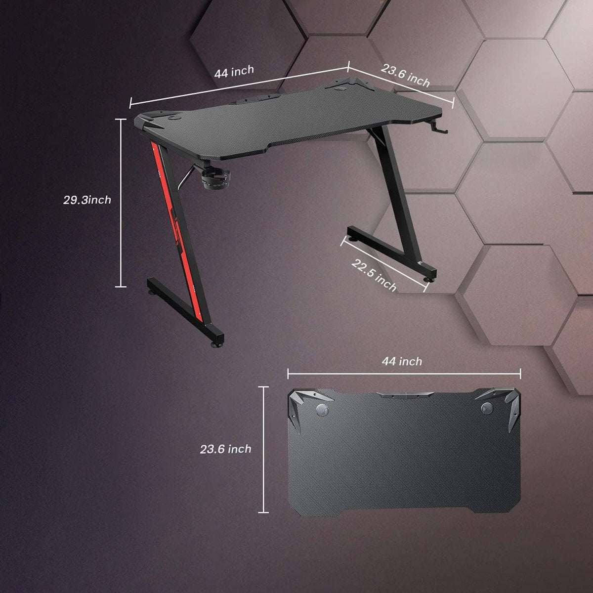 Z Shaped Carbon Fiber Gaming Desk 44 Inch Home Office - Wow Store