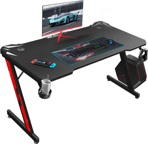 Z Shaped Carbon Fiber Gaming Desk 44 Inch Home Office - Wow Store