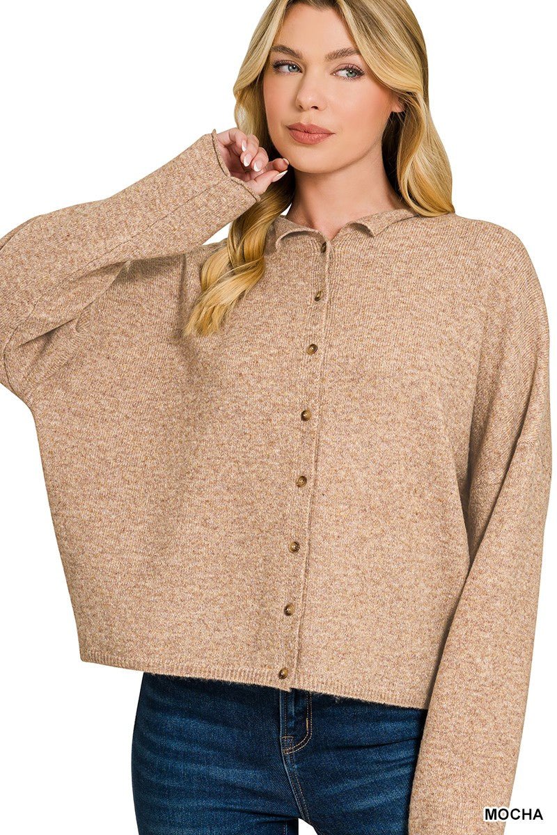 Zenana Collared Button Down Cardigan Sweater - Wow Store