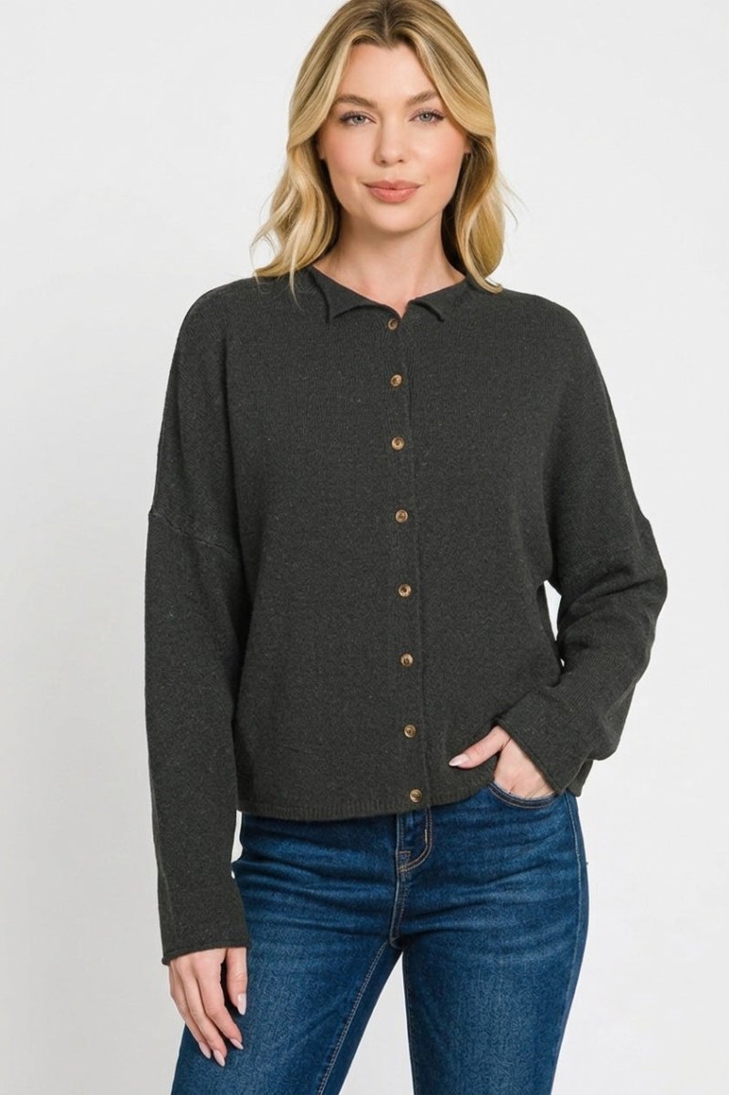 Zenana Collared Button Down Cardigan Sweater - Wow Store