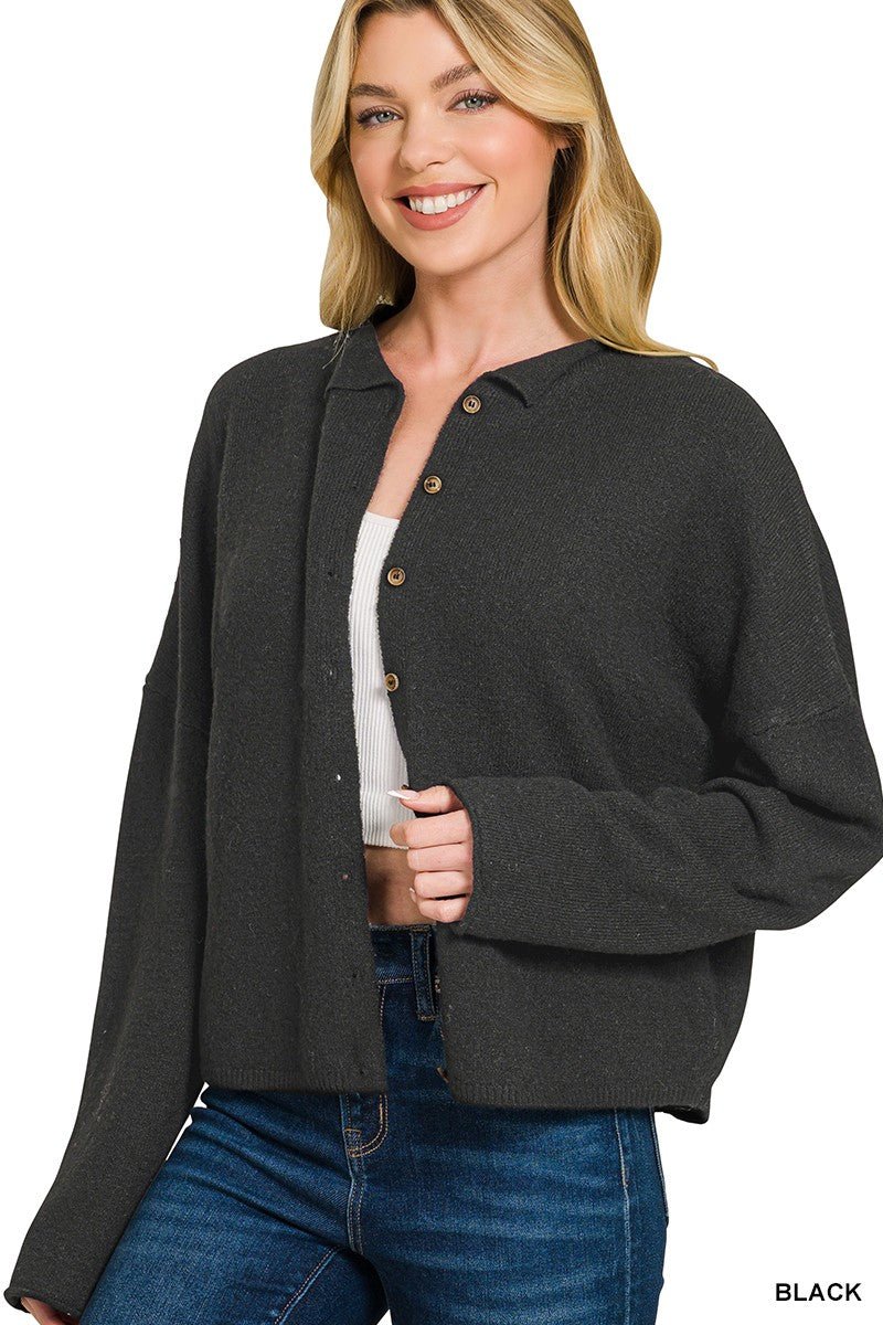 Zenana Collared Button Down Cardigan Sweater - Wow Store