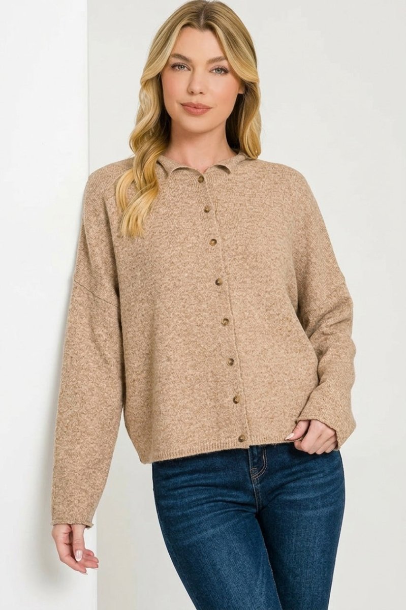 Zenana Collared Button Down Cardigan Sweater - Wow Store
