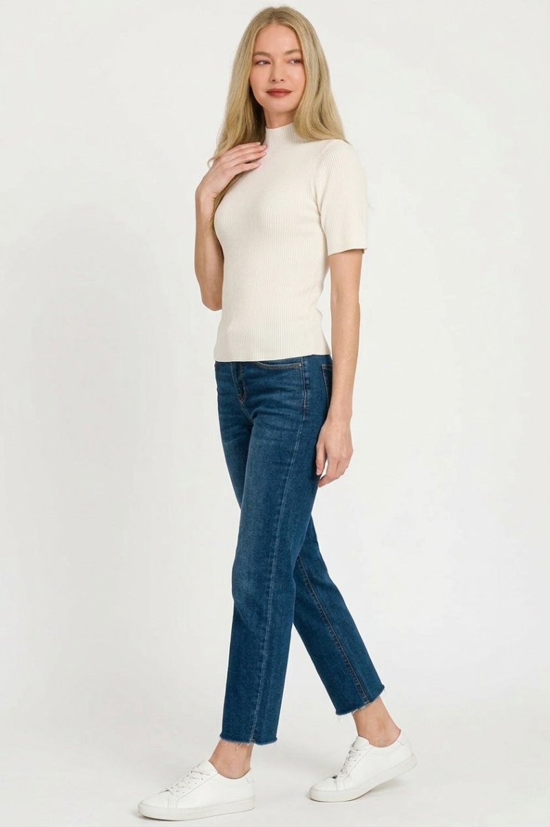 Zenana Viscose Ribbed Mock Neck Sweater - Wow Store